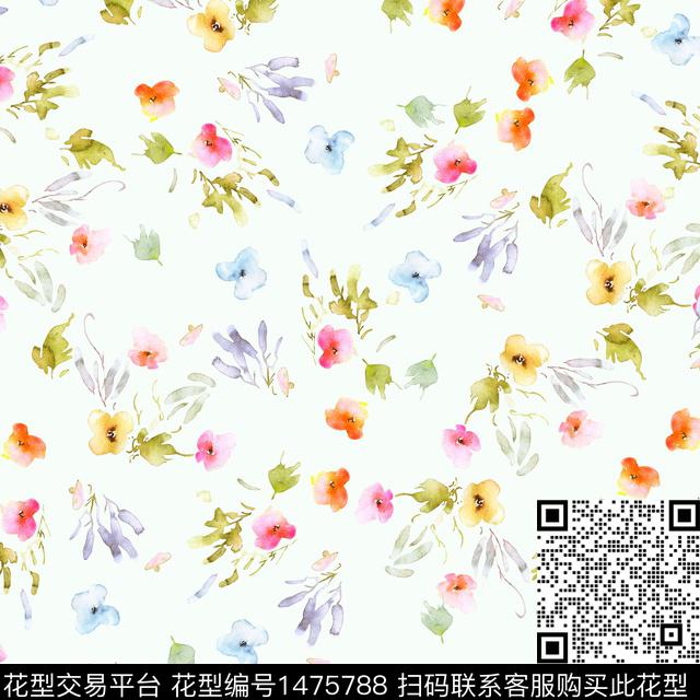 花卉满版散花小碎花数码印花华亿平台下载（图片编号: 1475788） - 瓦栏（Walan）