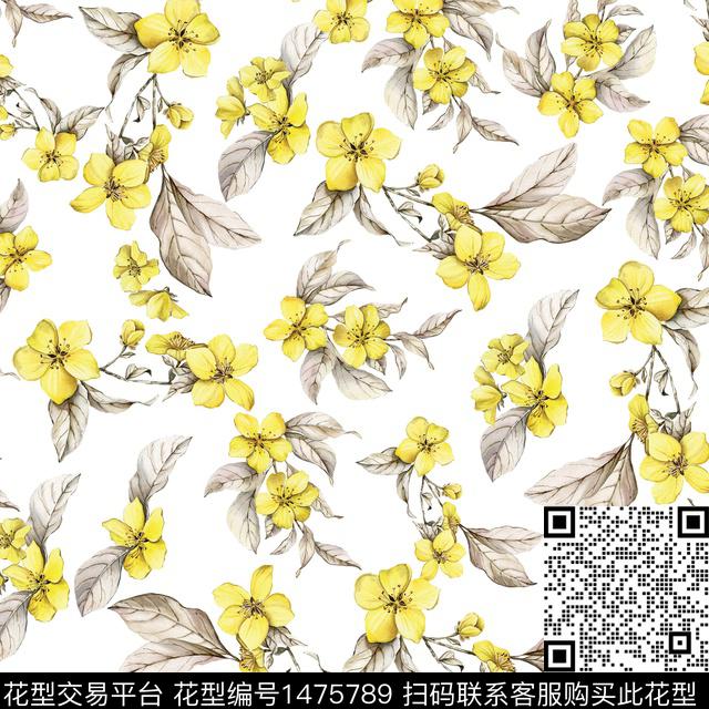 花卉满版散花小碎花传统印花华亿平台下载（图片编号: 1475789） - 瓦栏（Walan）