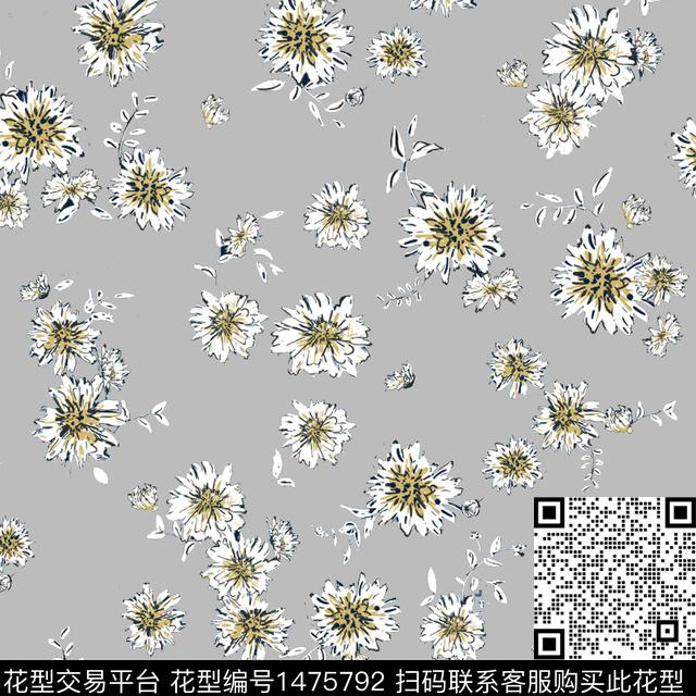 花卉满版散花小碎花传统印花华亿平台下载（图片编号: 1475792） - 瓦栏（Walan）