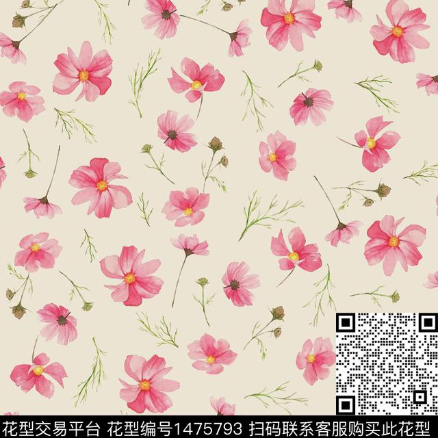 花卉满版散花小碎花数码印花华亿平台下载（图片编号: 1475793） - 瓦栏（Walan）