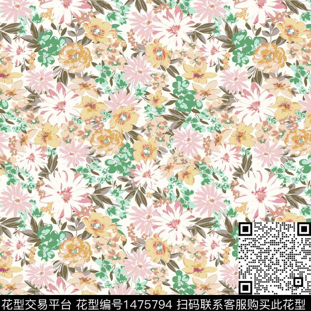 花卉满版散花小碎花数码印花华亿平台下载（图片编号: 1475794） - 瓦栏（Walan）