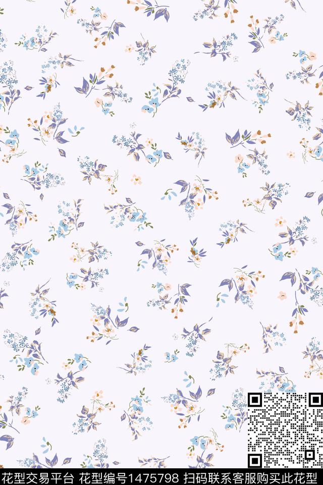 花卉满版散花小碎花数码印花华亿平台下载（图片编号: 1475798） - 瓦栏（Walan）