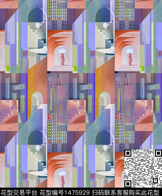 几何简约大牌风数码印花华亿平台下载（图片编号: 1475929） - 瓦栏（Walan）