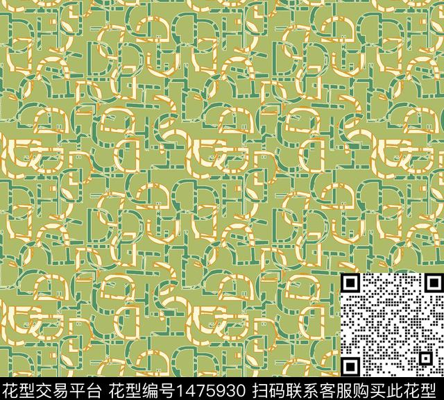 几何字母大牌风数码印花华亿平台下载（图片编号: 1475930） - 瓦栏（Walan）