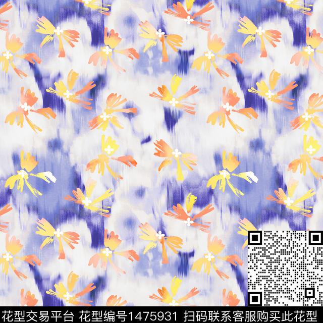 花卉小碎花抽象数码印花华亿平台下载（图片编号: 1475931） - 瓦栏（Walan）