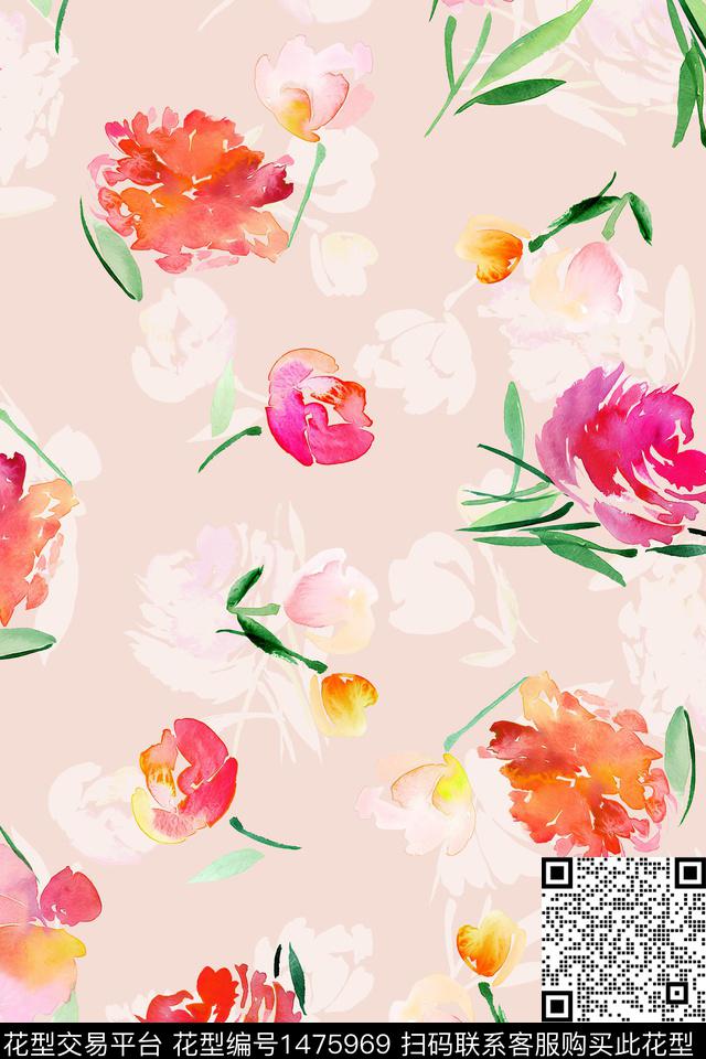 花卉春夏华亿平台大牌风数码印花华亿平台下载（图片编号: 1475969） - 瓦栏（Walan）