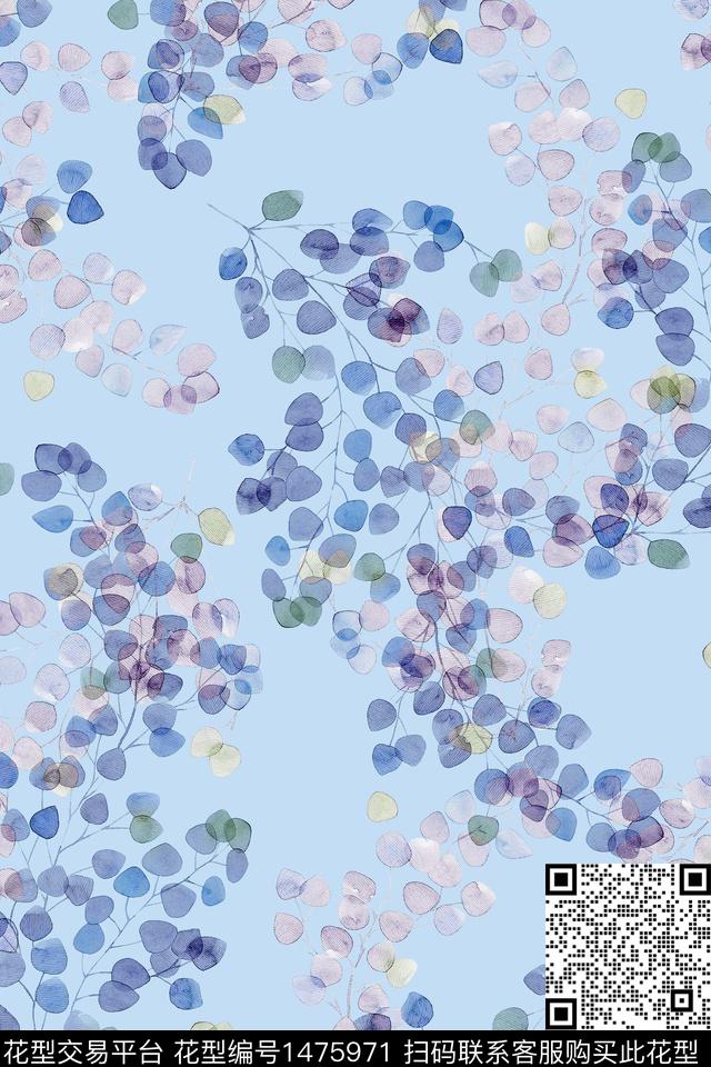 绿植树叶花卉春夏华亿平台数码印花华亿平台下载（图片编号: 1475971） - 瓦栏（Walan）