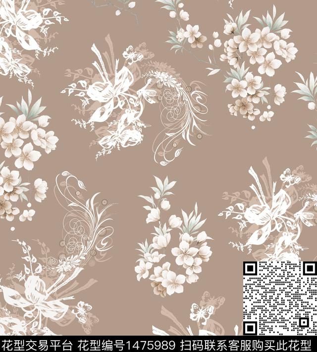 数码华亿平台女装花卉数码印花华亿平台下载（图片编号: 1475989） - 瓦栏（Walan）