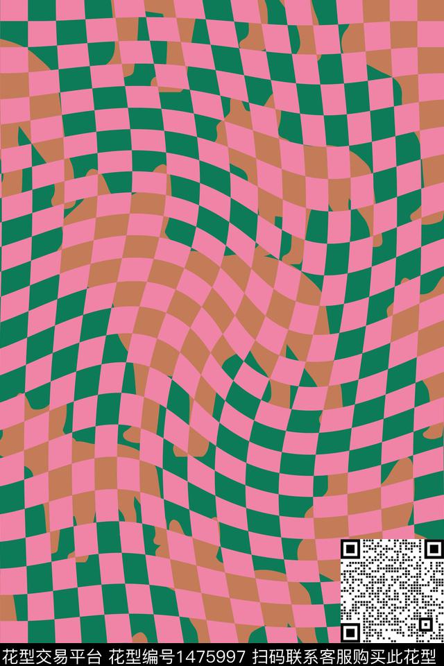 撞色格子民族风数码印花华亿平台下载（图片编号: 1475997） - 瓦栏（Walan）