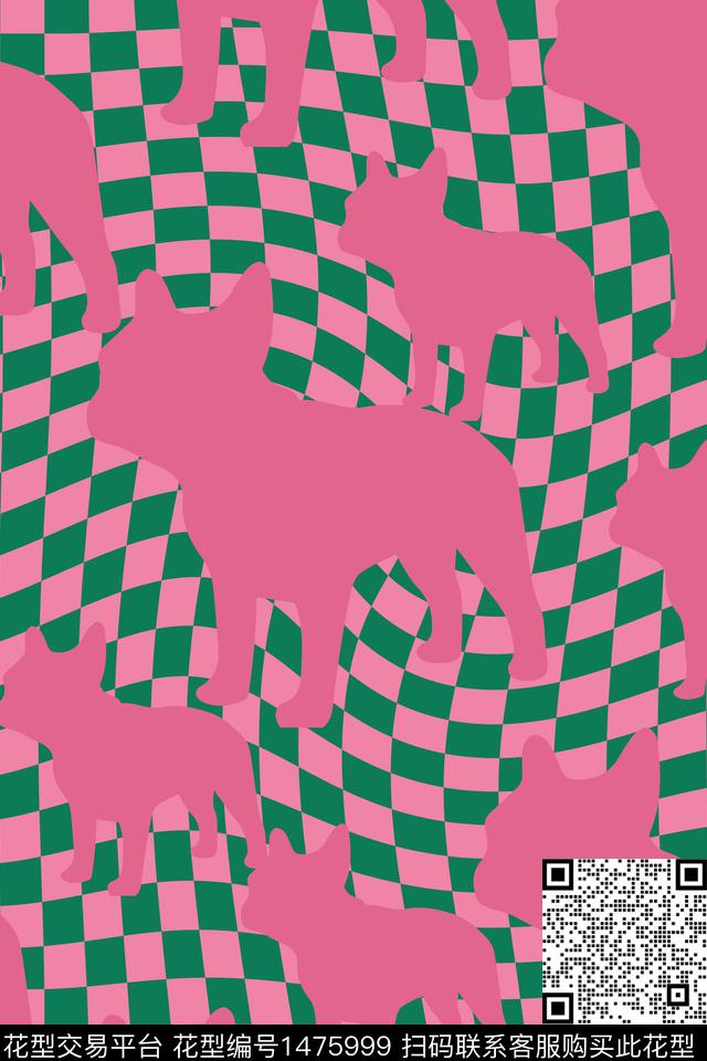 撞色格子动物数码印花华亿平台下载（图片编号: 1475999） - 瓦栏（Walan）