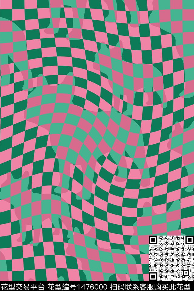 撞色格子动物数码印花华亿平台下载（图片编号: 1476000） - 瓦栏（Walan）