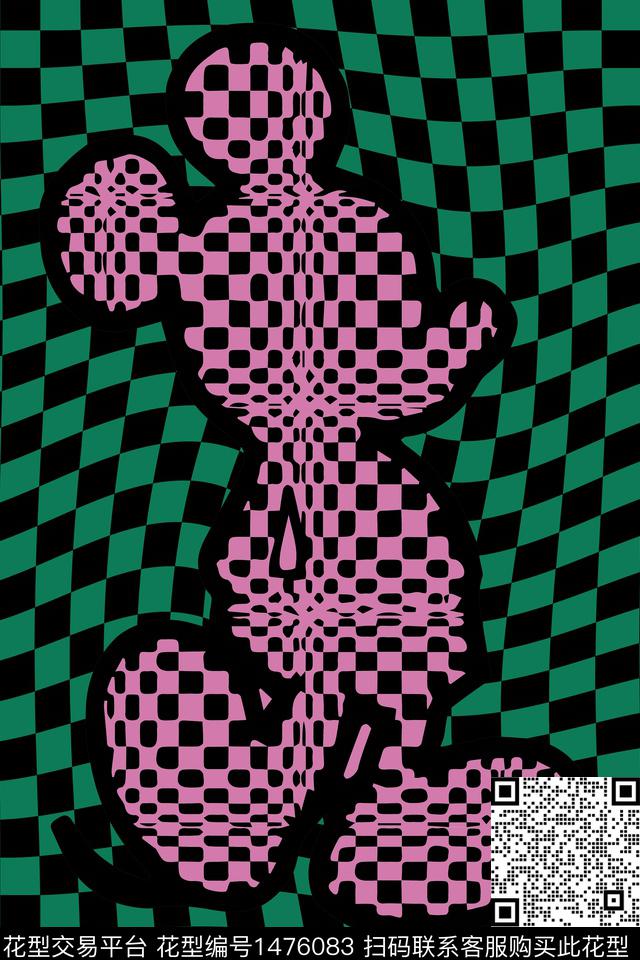 撞色格子动物数码印花华亿平台下载（图片编号: 1476083） - 瓦栏（Walan）