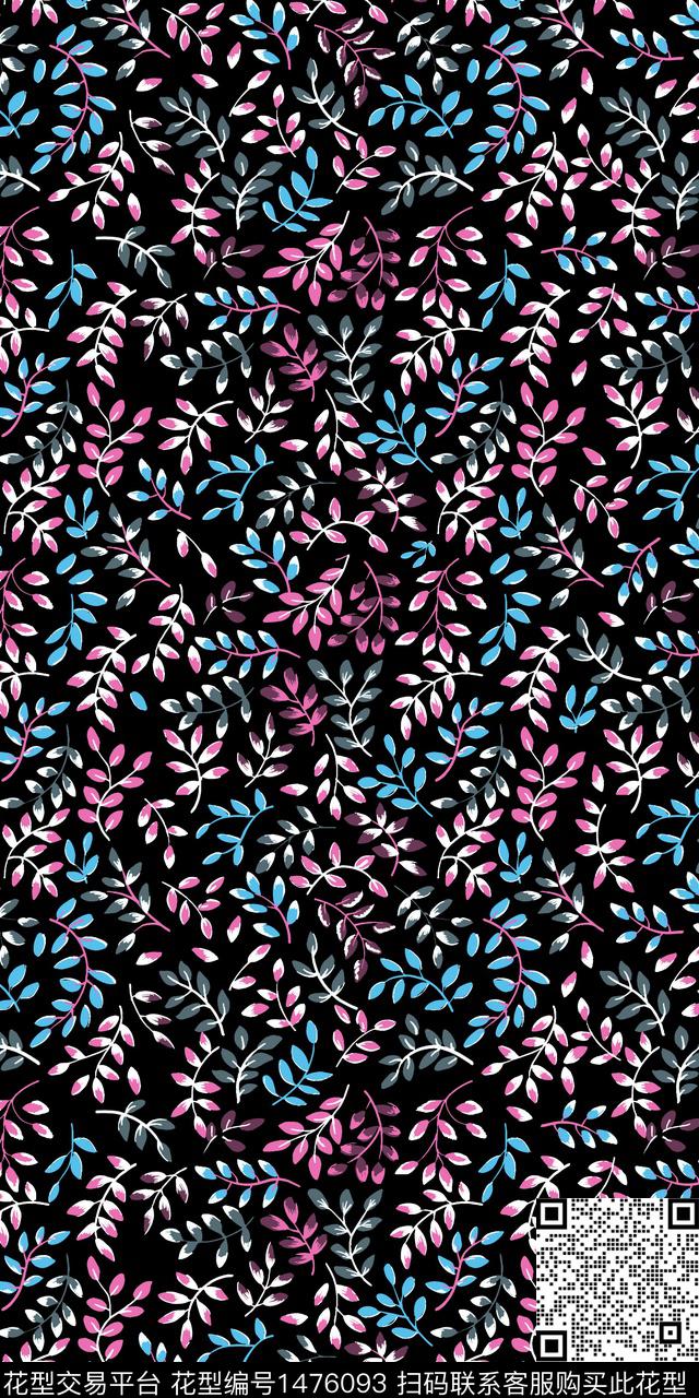 绿植树叶清爽底花卉花卉数码印花华亿平台下载（图片编号: 1476093） - 瓦栏（Walan）