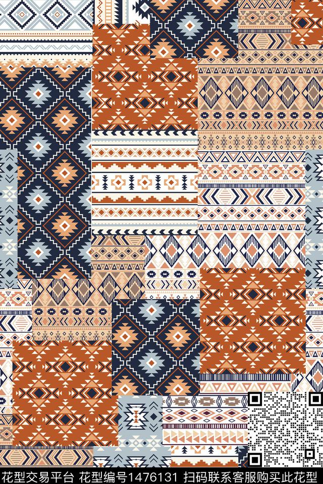 民族风抽象几何数码印花华亿平台下载（图片编号: 1476131） - 瓦栏（Walan）