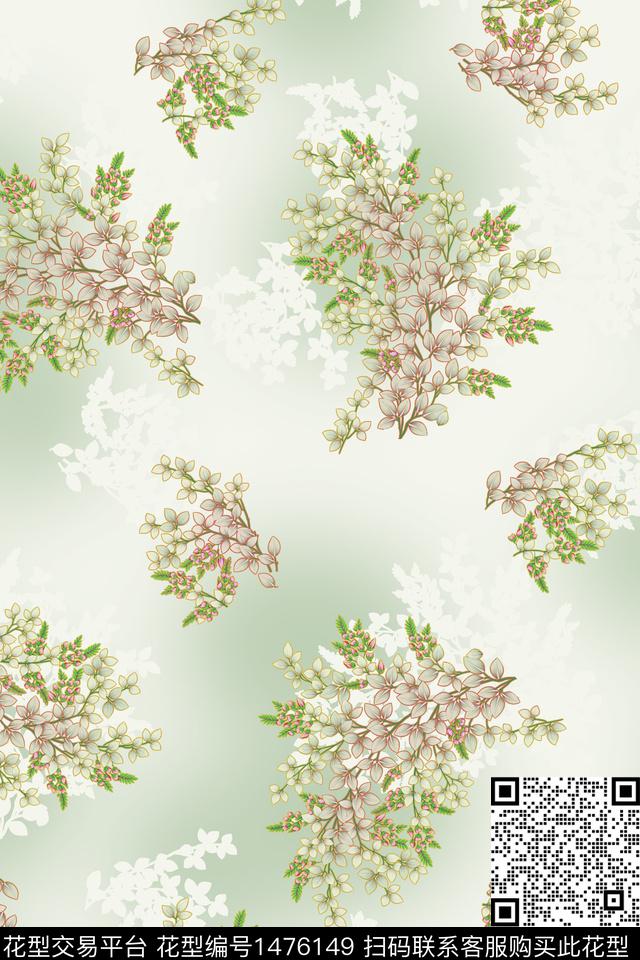 花卉小清新真丝数码印花华亿平台下载（图片编号: 1476149） - 瓦栏（Walan）