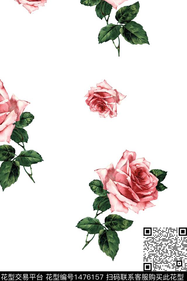 水彩绿植树叶雪纺数码印花华亿平台下载（图片编号: 1476157） - 瓦栏（Walan）