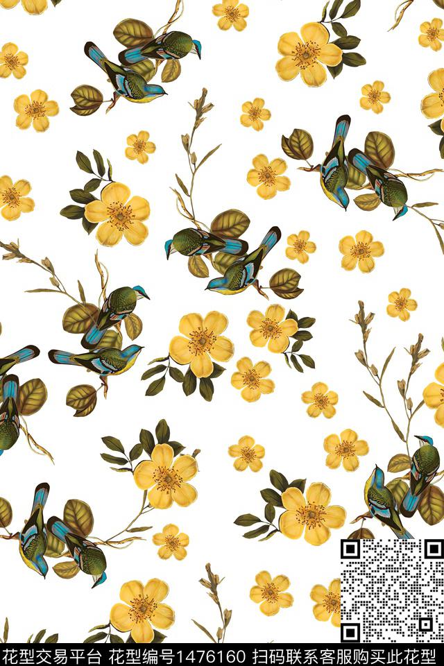 水彩绿植树叶大牌风数码印花华亿平台下载（图片编号: 1476160） - 瓦栏（Walan）