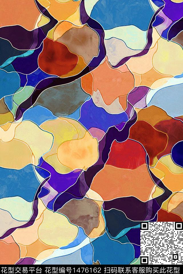 肌理水彩大牌风数码印花华亿平台下载（图片编号: 1476162） - 瓦栏（Walan）