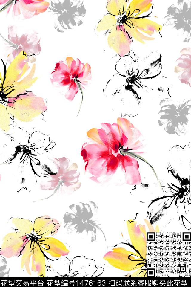 水彩绿植树叶雪纺数码印花华亿平台下载（图片编号: 1476163） - 瓦栏（Walan）