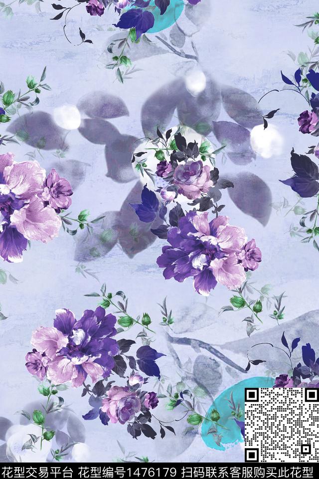 花卉小清新真丝数码印花华亿平台下载（图片编号: 1476179） - 瓦栏（Walan）