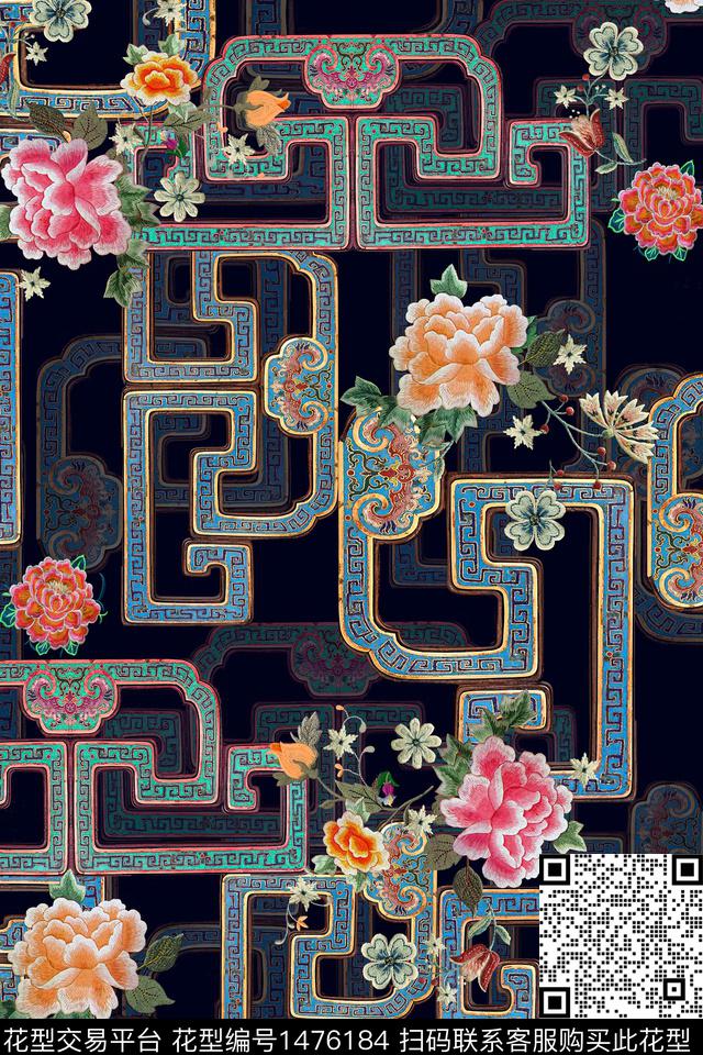 时尚香云纱真丝数码印花华亿平台下载（图片编号: 1476184） - 瓦栏（Walan）