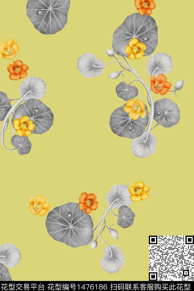 绿植树叶花卉春夏华亿平台数码印花华亿平台下载（图片编号: 1476186） - 瓦栏（Walan）