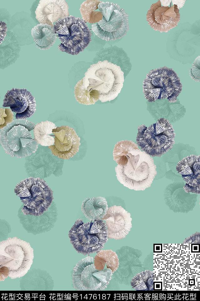 绿植树叶花卉春夏华亿平台数码印花华亿平台下载（图片编号: 1476187） - 瓦栏（Walan）