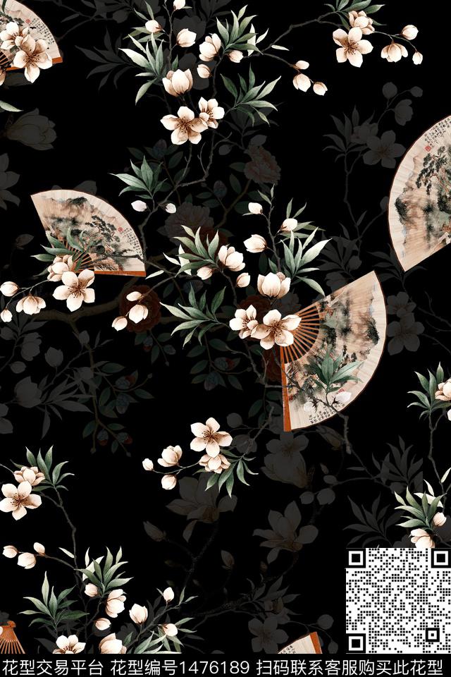 时尚花卉中国风数码印花华亿平台下载（图片编号: 1476189） - 瓦栏（Walan）