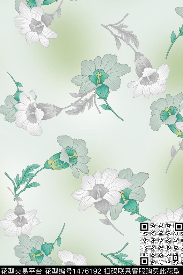 绿植树叶花卉春夏华亿平台数码印花华亿平台下载（图片编号: 1476192） - 瓦栏（Walan）