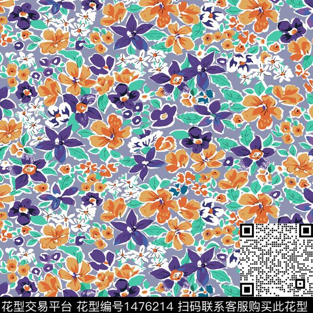 花卉满版散花小碎花数码印花华亿平台下载（图片编号: 1476214） - 瓦栏（Walan）