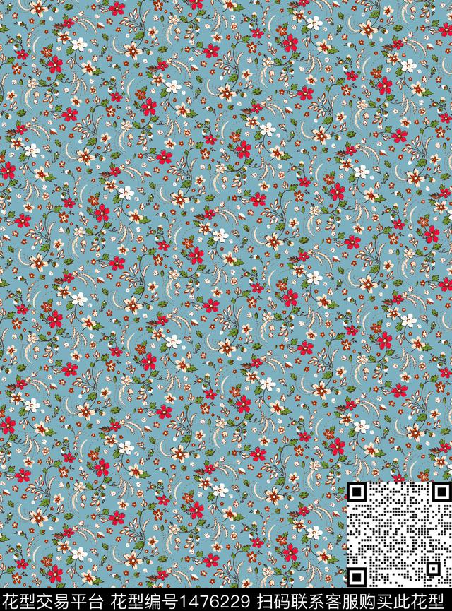 绿植树叶清爽底花卉花卉数码印花华亿平台下载（图片编号: 1476229） - 瓦栏（Walan）