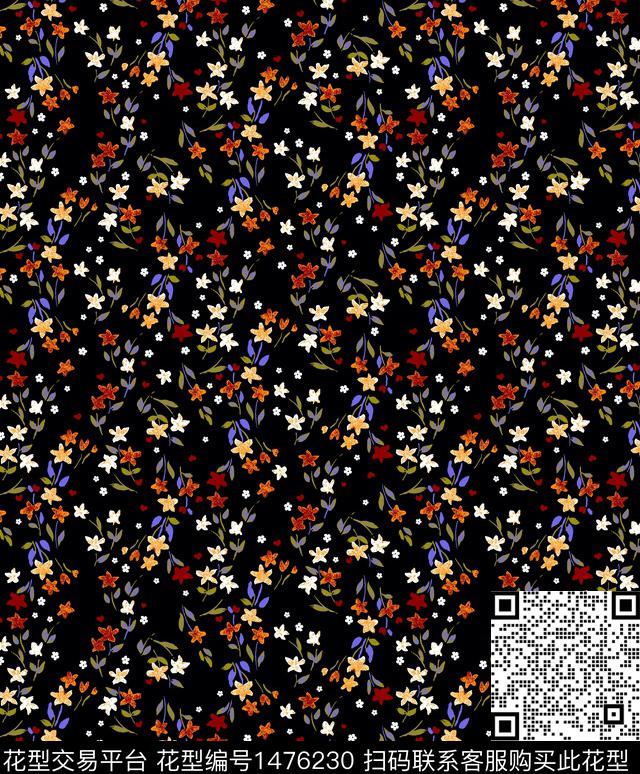 绿植树叶清爽底花卉花卉数码印花华亿平台下载（图片编号: 1476230） - 瓦栏（Walan）