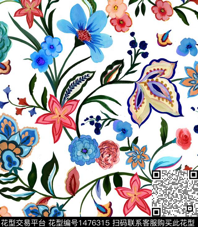 佩斯利民族风大牌风数码印花华亿平台下载（图片编号: 1476315） - 瓦栏（Walan）