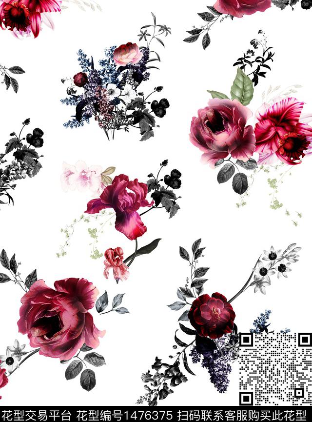 民族花卉彩底花卉花卉传统印花华亿平台下载（图片编号: 1476375） - 瓦栏（Walan）