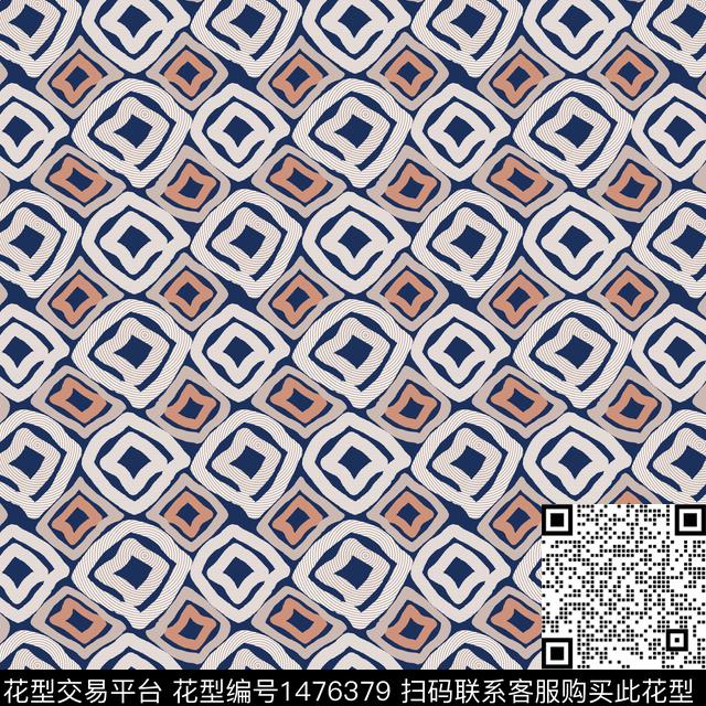 几何格子手绘传统印花华亿平台下载（图片编号: 1476379） - 瓦栏（Walan）