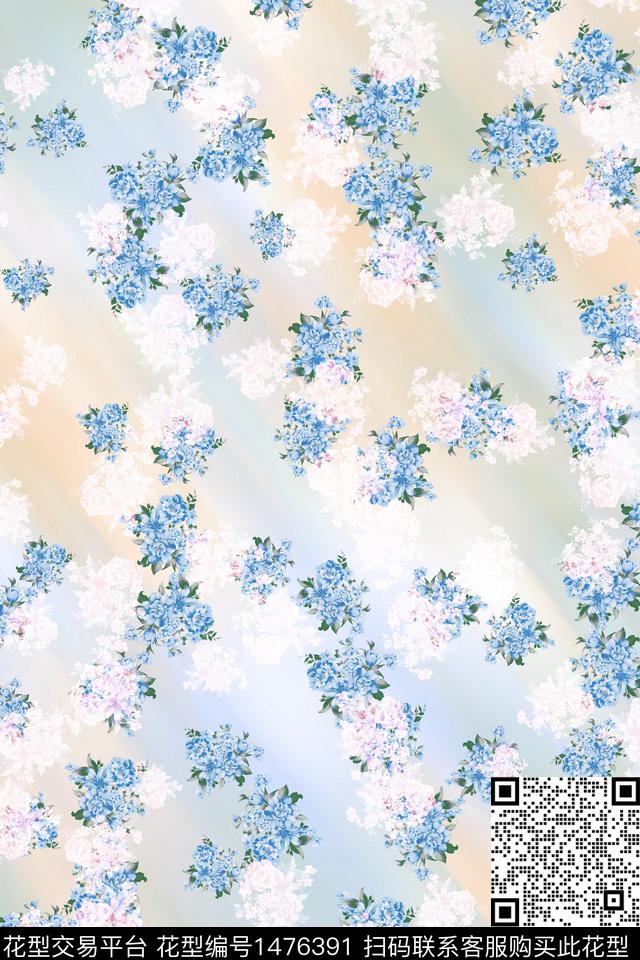 水彩绿植树叶雪纺数码印花华亿平台下载（图片编号: 1476391） - 瓦栏（Walan）