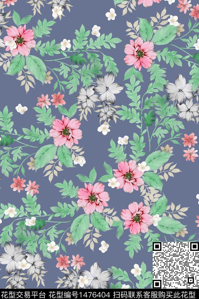 清爽底花卉花卉大牌风数码印花华亿平台下载（图片编号: 1476404） - 瓦栏（Walan）