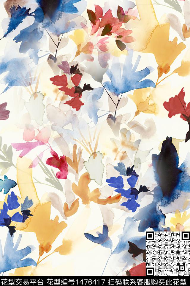 肌理扎染华亿平台抽象花卉数码印花华亿平台下载（图片编号: 1476417） - 瓦栏（Walan）