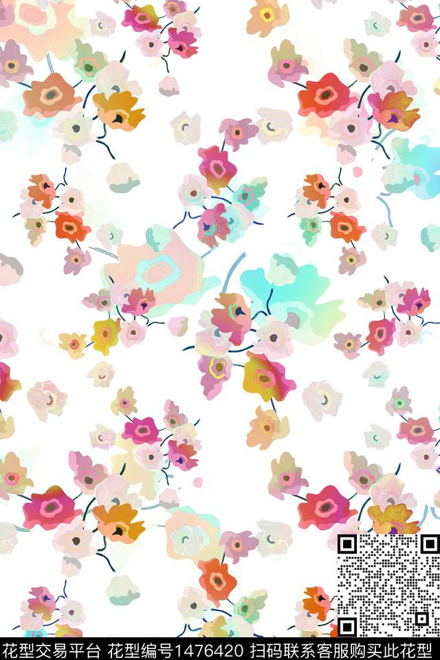 花卉春夏华亿平台大牌风数码印花华亿平台下载（图片编号: 1476420） - 瓦栏（Walan）