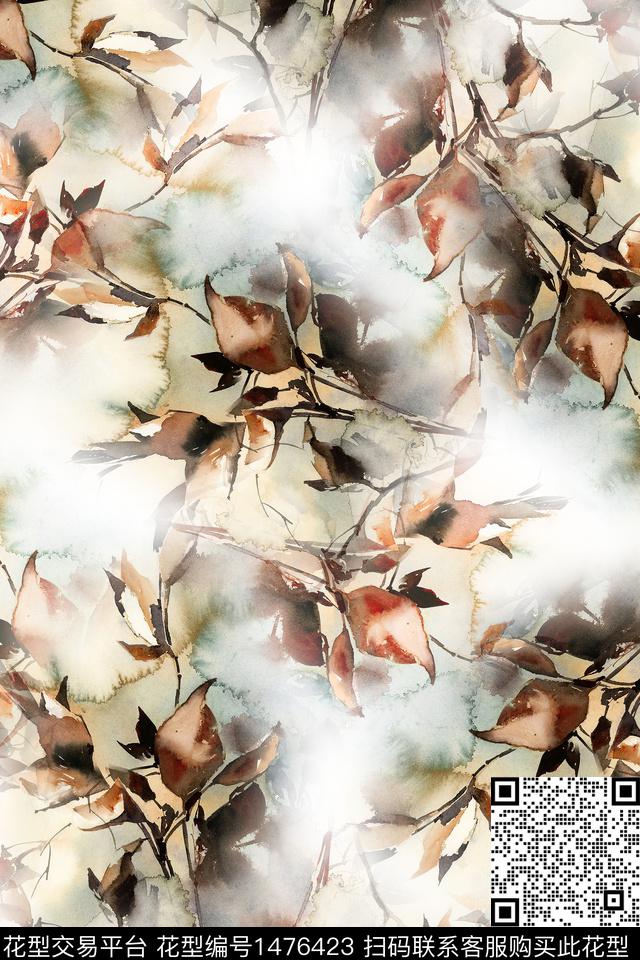 肌理扎染华亿平台抽象花卉数码印花华亿平台下载（图片编号: 1476423） - 瓦栏（Walan）