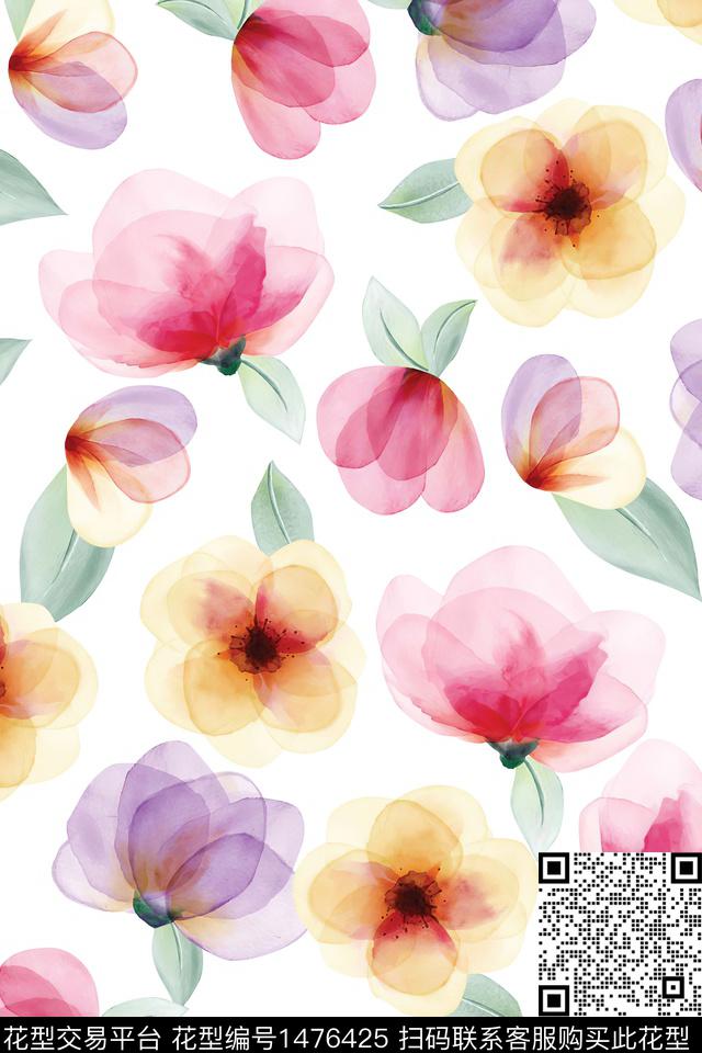 花卉春夏华亿平台大牌风数码印花华亿平台下载（图片编号: 1476425） - 瓦栏（Walan）