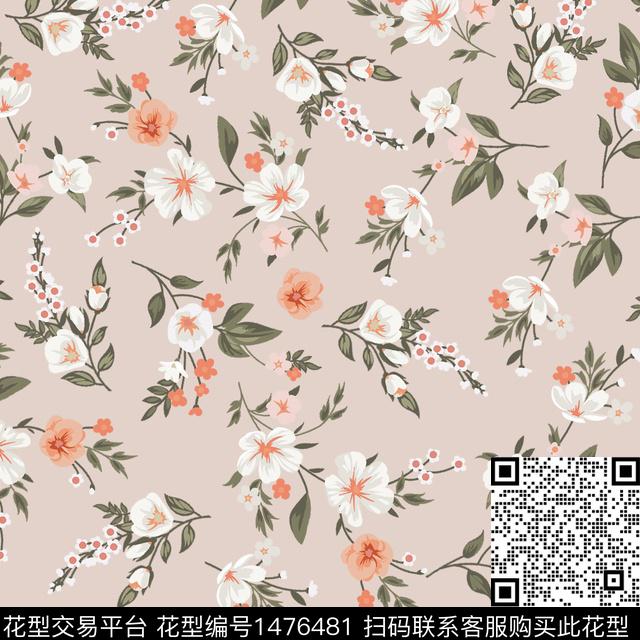花卉满版散花小碎花数码印花华亿平台下载（图片编号: 1476481） - 瓦栏（Walan）