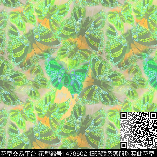 绿植树叶花卉蝴蝶数码印花华亿平台下载（图片编号: 1476502） - 瓦栏（Walan）
