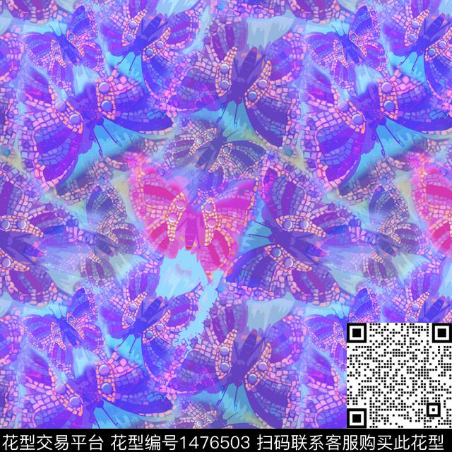 绿植树叶花卉蝴蝶数码印花华亿平台下载（图片编号: 1476503） - 瓦栏（Walan）