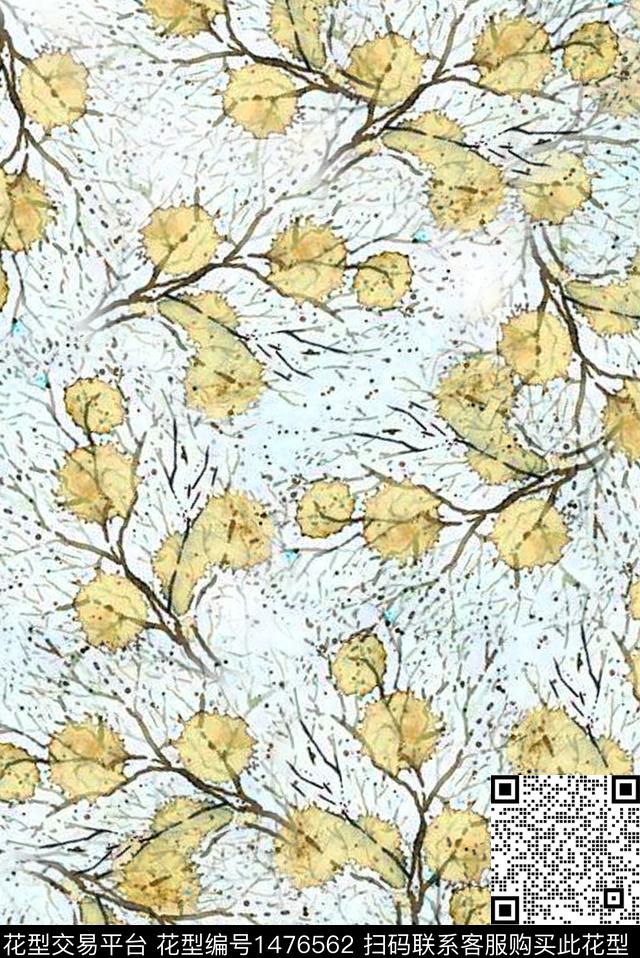 清爽底花卉花卉线条花卉数码印花华亿平台下载（图片编号: 1476562） - 瓦栏（Walan）