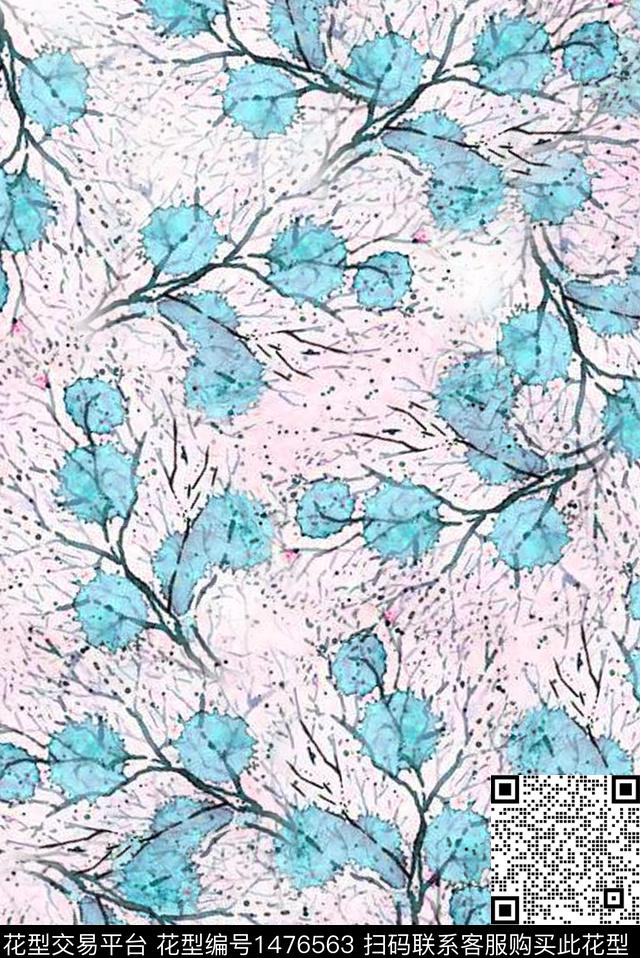 清爽底花卉花卉线条花卉数码印花华亿平台下载（图片编号: 1476563） - 瓦栏（Walan）