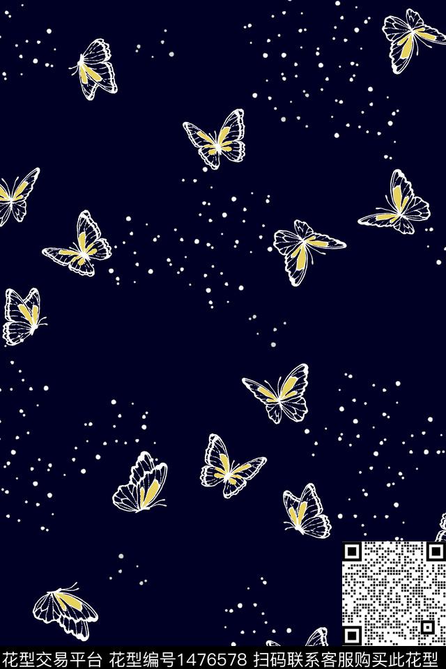 蓝色小清新波点传统印花华亿平台下载（图片编号: 1476578） - 瓦栏（Walan）