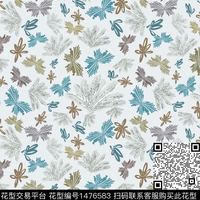 绿植树叶小碎花趣味元素数码印花华亿平台下载（图片编号: 1476583） - 瓦栏（Walan）