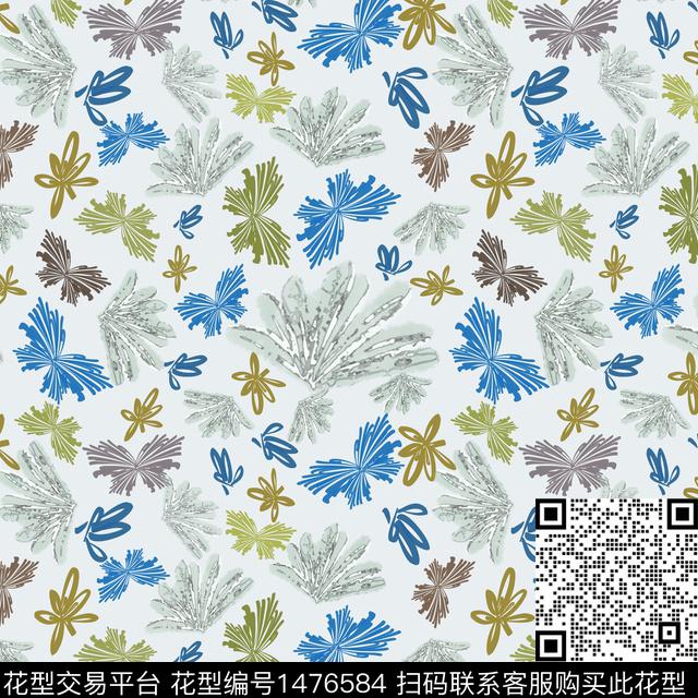 绿植树叶小碎花趣味元素数码印花华亿平台下载（图片编号: 1476584） - 瓦栏（Walan）