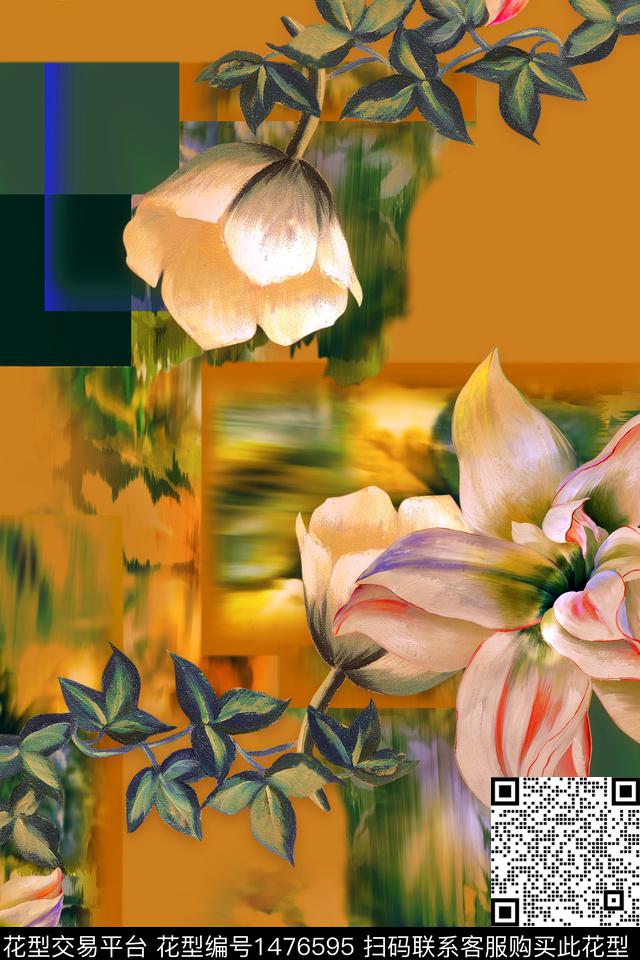 花卉香云纱中老年数码印花华亿平台下载（图片编号: 1476595） - 瓦栏（Walan）